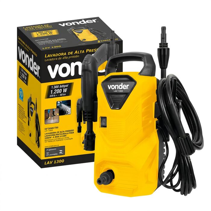 Hidrolavadora de Alta Presión Vonder Leve LAV1300 Amarilla y Negra 1200W
